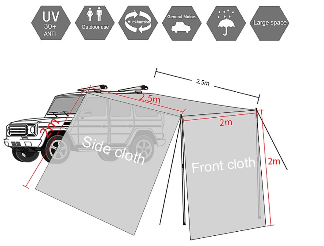 Car Side Awning Outdoor Camping Travel Rooftop Tent Beige Ute Canopy Aluminium