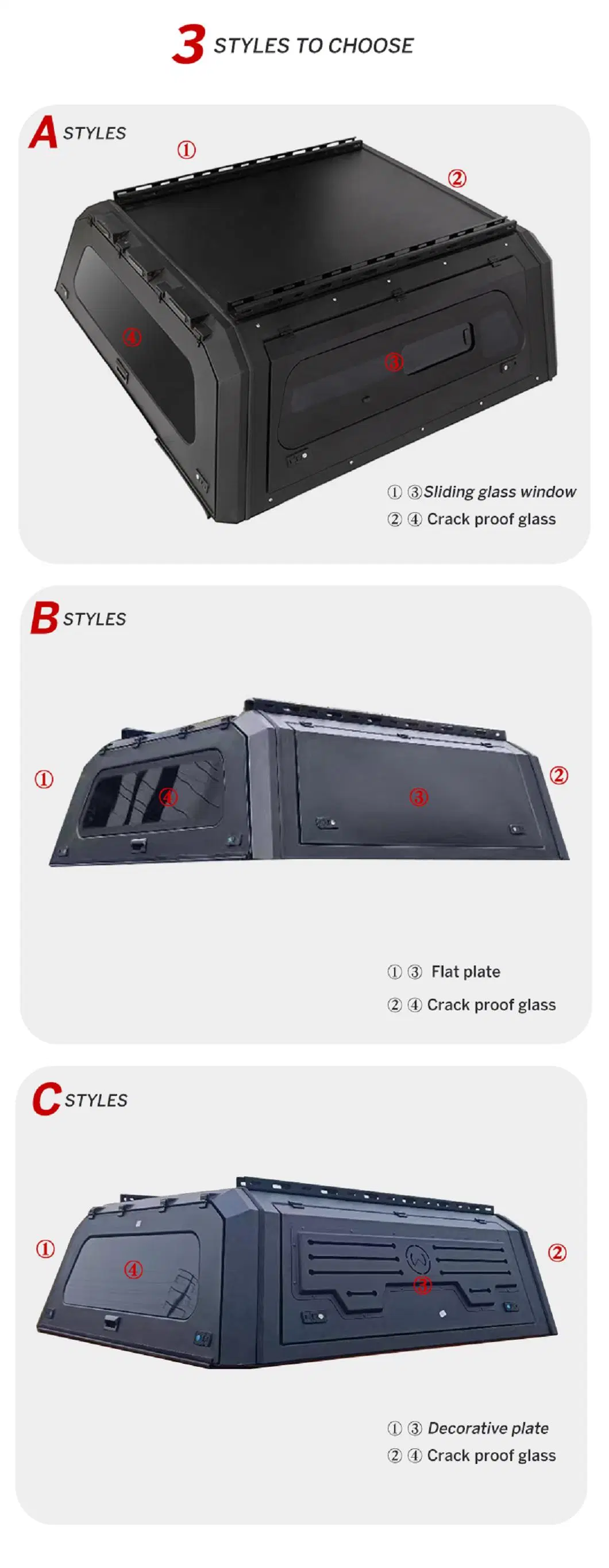 Industrial Hot Sellling Roof Car Truck Ute Pickup Aluminum Alloy Tool Box Canopy for Great Wall Cannon Standard Box Half Height 23