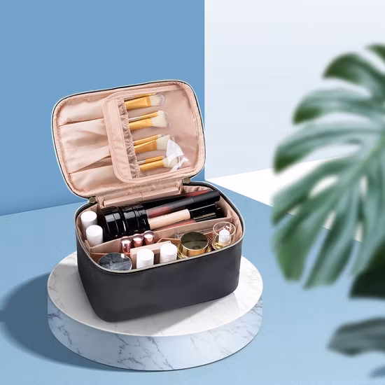 Cajas llanas adaptables del cosmético del artículo de tocador del viaje de la bolsa del terciopelo de la fábrica del ISO BSCI