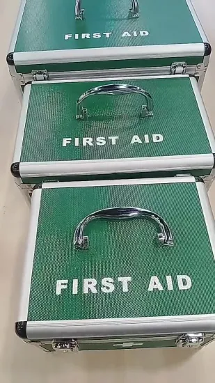 Caja de botiquín de primeros auxilios de aluminio con forma de ambulancia dura médica con herrajes metálicos